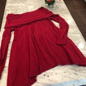 Red off the shoulder sweater